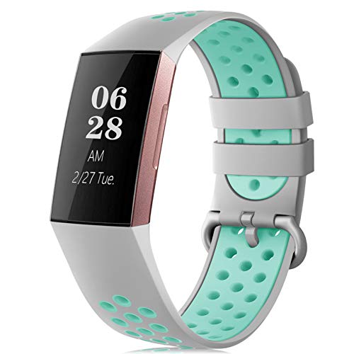 Find-MyWay Compatible with Fitbit Charge 4/Charge 3/Charge 3 SE Sport Bands for Women Men,Charge 4 Charge 3 Soft Fashionable Stylish Silicone Replacement Wristband with Air Holes