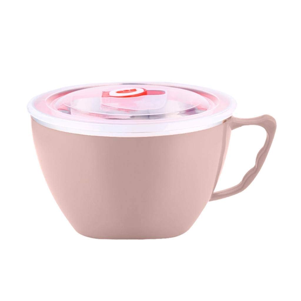 Bol à soupe acier inoxydable grande tasse nouilles étanche rose