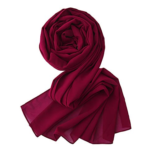 Image of LMVERNA Solid Color Bubble Chiffon Scarf for Women Fashion Soft Hijab Long Scarf Wrap Scarves