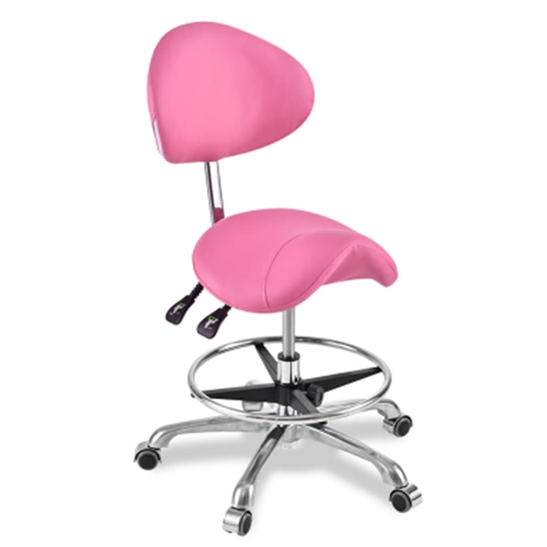 Buy Adjustable Saddle Stool Rolling Chair with Back Support, Beauty