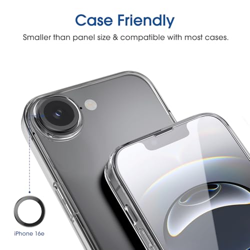 Image of amFilm Auto-Alignment OneTouch for iPhone 17e / iPhone 16e [6.1''] Screen Protector + Camera Lens Protector, Tempered Glass, 30 Seconds Installation, Bubble Free, Case Friendly, Anti-Scratch [2+2 Pack]