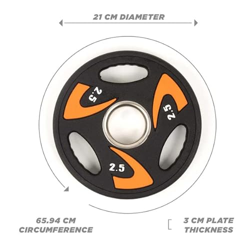 Phoenix Fitness Olympic Weight Plate - Rubber Coated Tri Grip Radial Plate for Weight & Strength Training - Great for Barbell & Dumbbell Bars - Ideal for Home, Gym & Studio - Sold as Singles, 2.5kg - Image 8