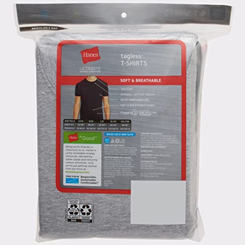 Hanes Men's Ultimate Soft and Breathable Crewneck Undershirts, 6 Pack Black M4
