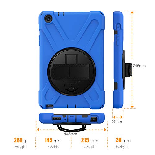 Galaxy Tab A 8.0 P200 Case, Kiq Shockproof Heavy Duty Impact Drop Protection Stand Screen Protector Carrying Strap For Samsung Galaxy Tab A 8.0 2019 Sm-P200 (Shield Dark Blue) #TOP2