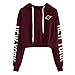 Produktbild Geili Damen Mädchen Herbst Planet Gedruckt Bauchfreie Kapuzenpullover Hoodie Langarm Mit Kapuze Kordelzug Sweatshirt Oberteile Bluse Kapuzenpulli Streetwear Langarmshirt Basictop