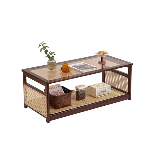 Welnow Rattan Coffee Tables for Living Room,...