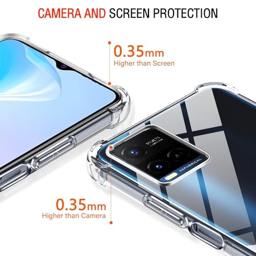 Image of Lustree vivo Y21 /Y33s Back Cover Transparent Case | Clear TPU Shockproof Case with Four Corner Protection & Raised Camera Guard | Slim Protective Cover for vivo Y33s /Y21
