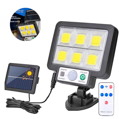 Luminária Refletor Solar 200w Parede Poste Sensor Presença com Controle Remoto