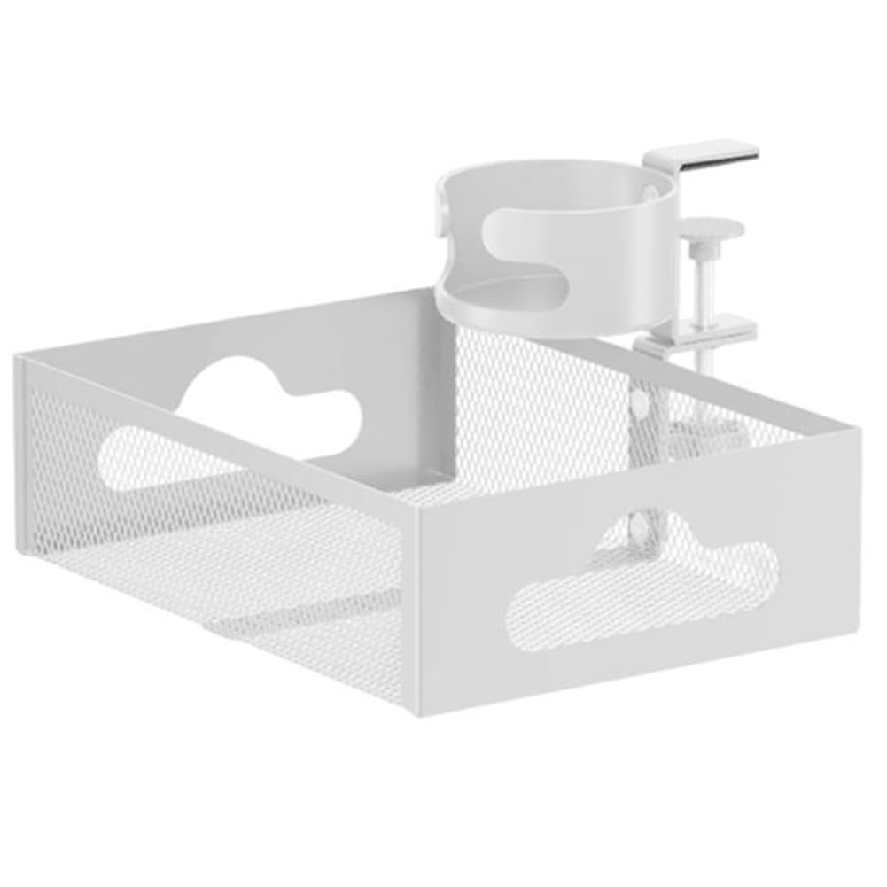 Hndhbfgrt Under Desk Organizer with Drawer and Cable Management Tray for Home Storage Space Saving Solution White