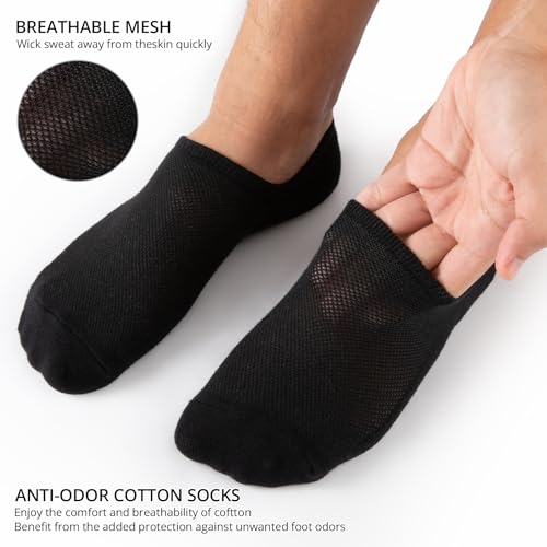 COOVAN No Show Socks Men Cotton Low Cut Short Socks for Men Invisible Casual Thin Socks with Non Slip Grip(6 Pairs)4
