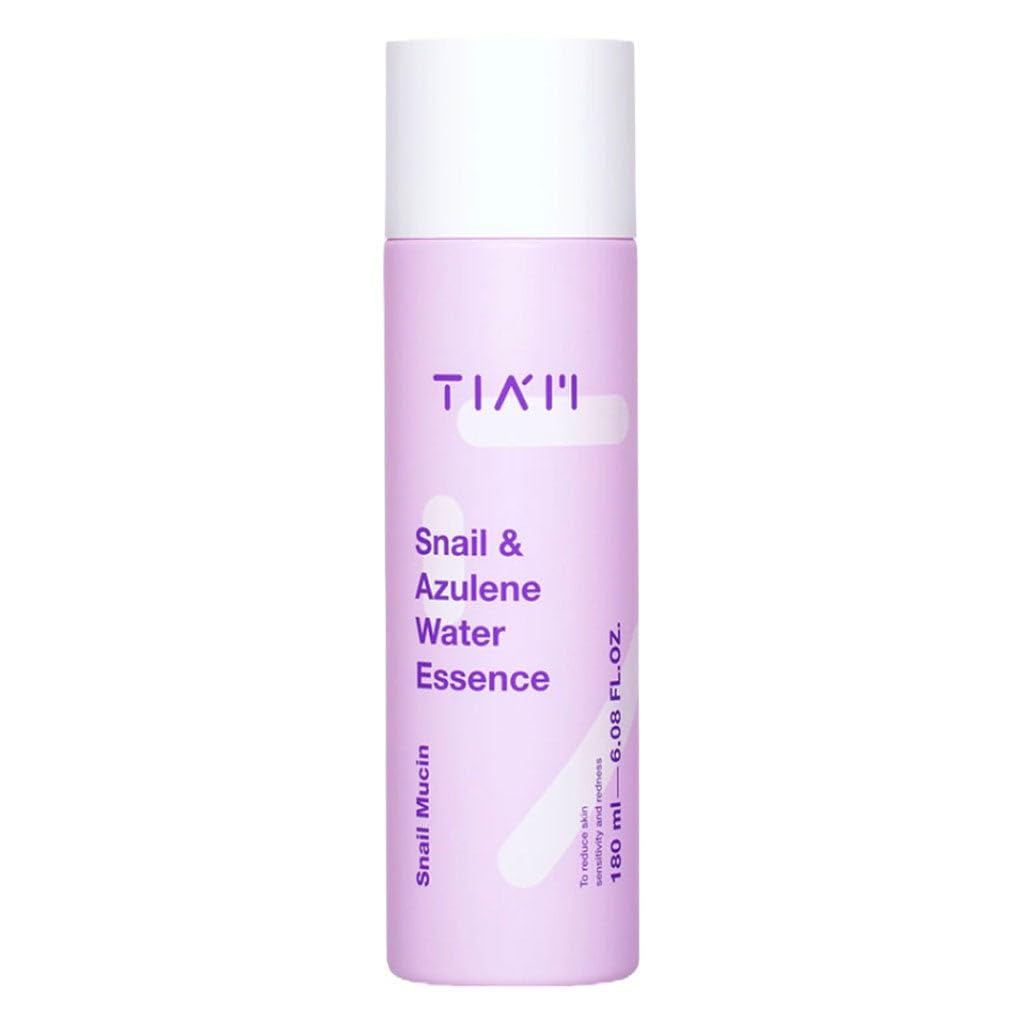 TIA'M TIAM Snail & Azulene Water Essence, 6.1 fl oz, Snail Mucin Essence Facial Toner, Calming, Hydrating with Snail Secretion Filtrate, Korean Skin Care