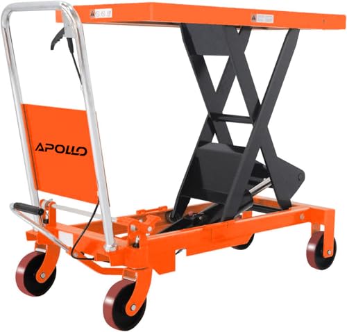 APOLLO Hydraulic Lift Cart 1760lbs Capacity, 39.4” Lifting Height Lift Table Cart, Manual Single Scissor Lift Table with 4 Wheels and Foldable Handle, for Material Handling, Elevating, Transportation