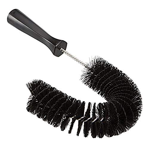Image of Vikan 53729 Hook Brush - 14.17-Inch Curved BPA-Free Pipe, Tube, and Gutter Cleaner, Compatible with Vikan Extension Poles, Black