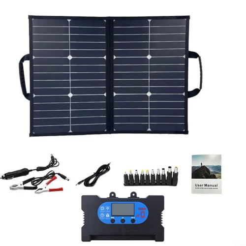 Kivivaka Cargador de panel solar plegable de 50 W, kit monocristalino portátil con USB-C para camping, senderismo y batería de 12 V (B)