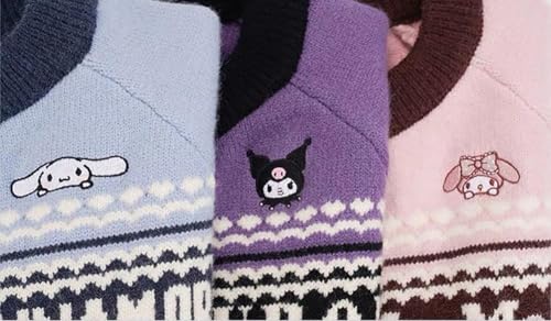 Image of Kawaii Cartoon Cardigan Sweaters for Women Girls Long Sleeve Open Front Knit Cardigans Plaid JK School Uniform