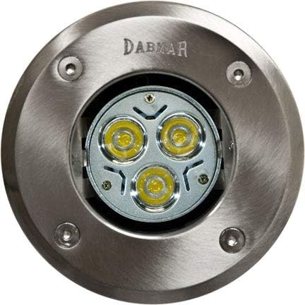 DABMAR LIGHTING FG319-LED3 Fiberglass LED In-Ground Well Light with Stainless Steel Top, Stainless Steel (Top)
