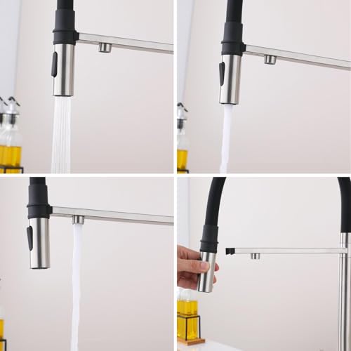 Robinet de cuisine avec filtre à eau douchette extractible inox durable