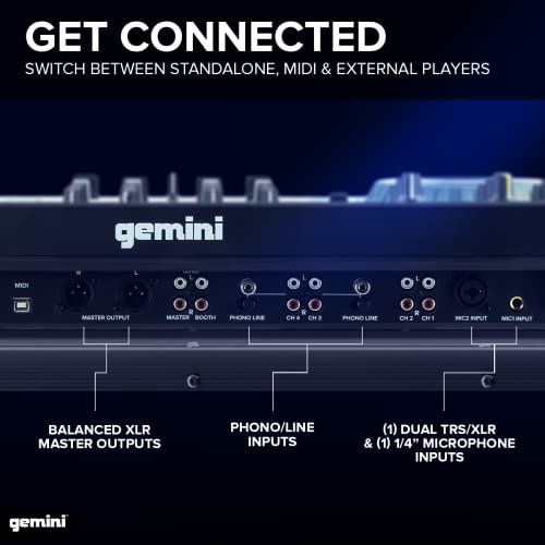 Gemini Sound SDJ-4000 Standalone / MIDI Contrôleur DJ Equipment Console de Console avec 2 Ponts, mélangeur Audio à 4 Canaux, Roues de Joges Capacitives Tactiles et Écran HD de 7 pouces - Image 7