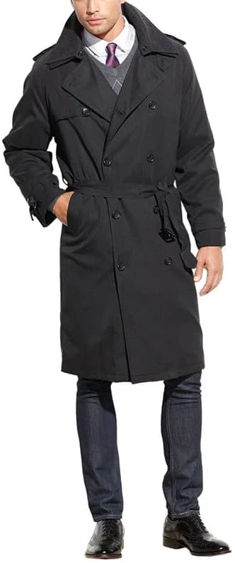 Men’s Raincoat – Classic Fit Iconic Belted Double Breasted Men’s Trench Coat with Zip-out Liner (Regular & Big-Tall Sizes)