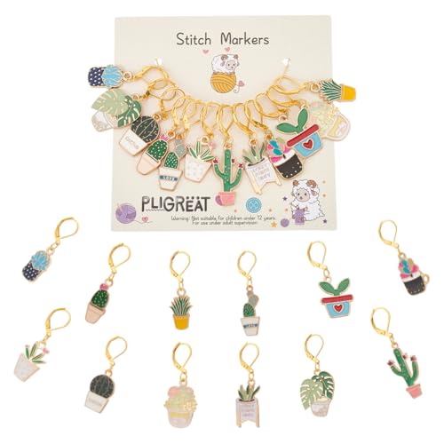 Catálogo para Comprar On-line Accesorios para punto y ganchillo los preferidos por los clientes. 39 PLIGREAT - 12 marcadores de puntada de cactus de plantas verdes en maceta, dije de puntada de ganchillo, marcador de punto de bloqueo con cierres de pinza de langosta para tejer...