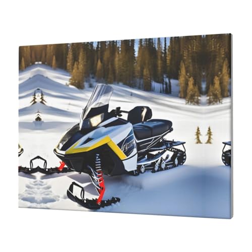 Peintures de motoneige sur toile PHAYAH pour créer une ambiance chalet de ski