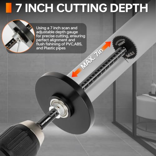 Image of Inside Pipe Cutter for PVC Pipe With 7 inch Scale Gauge Guide, Black