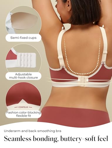COMFELIE Seamless Wireless Bralette Comfort No Underwire Bra Invisibles Brassiere Lifting Full Coverage Bra Buttery Smooth Dusty Rose