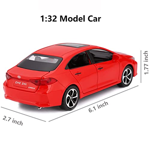 Image of DEUSON ECOM 1:32 Corolla Toy Car for Kids Diecast Metal Car Model Corolla Toy Cars for Kids Sound and Light Pull Back Openable Door, Black