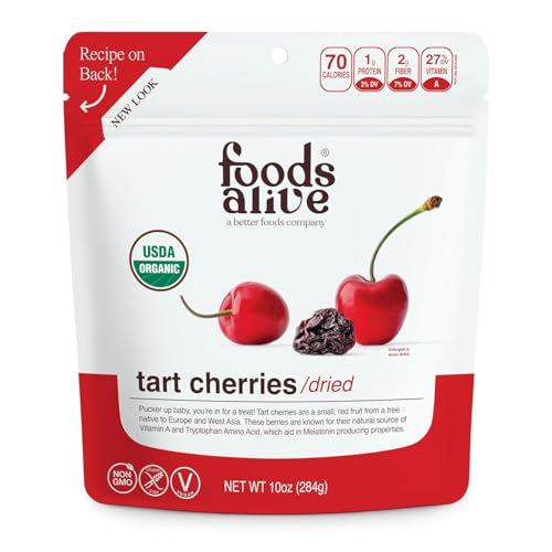 Foods Alive | Organic Tart Cherries | 10 oz | Dried Tart Cherry | Great for Trail Mixes | Vegan - Gluten Free - Kosher