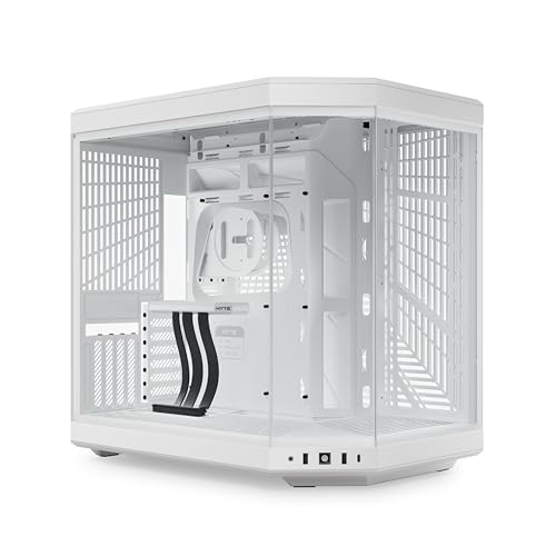 Hyte Y70 Upgraded Modern Aesthetic Dual Chamber Panoramic Tempered Glass Mid-Tower ATX Computer Gaming Case with PCIE 4.0 Riser Cable Included, Snow White (CS-HYTE-Y70-WW)