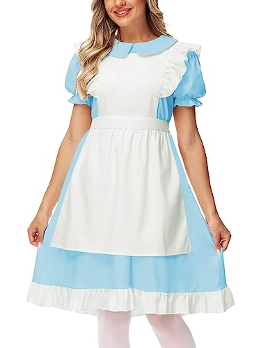 Blue Maid Kostüm Damen Alice Weiß Schürze Kleid Lolita Prinzessin Wunderland Kostüme XL