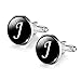 Gorgeous Crystal Cabochon Art J-letter Cufflinks for Gentlemen Formal Wear Shirts