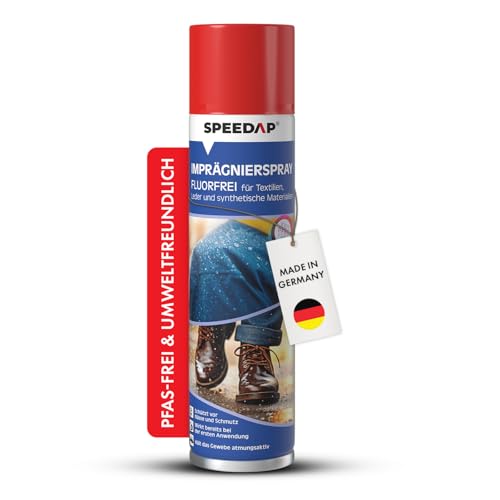 SPEEDAP Imprägnierspray fluorfrei | 400 ml | frei von PFAS | zuverlässiger Schutz vor Nässe und Schmutz | Wirkt bereits bei der ersten Anwendung | Vielseitig einsetzbar | Made in Germany SPEEDAP Imprägnierspray fluorfrei | 400 ml | frei von PFAS | zuverlässiger Schutz vor Nässe und Schmutz | Wirkt bereits bei der ersten Anwendung | Vielseitig einsetzbar | Made in Germany