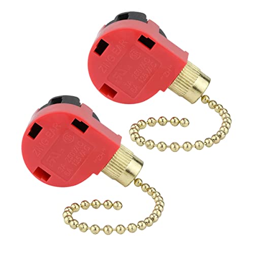 Image of ZE-268S1 Ceiling Fan Switch Zing Ear 3 Speed 4 Wire Pull Chain Control Replacement for Fans, Wall Lamps, Cabinet Light, Brass 2PCS