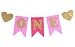 May&June Pink And Gold Glitter 1st First Birthday One Banner, Felt, Glitter ONE Letter And Heart Shapes, For Baby Girl, Baby Shower, High Chair Decoration, Wall Decor