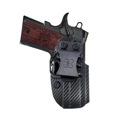 Iwb Kydex Holster Fits 1911 3' Concealed Carry - Lined Inside for Strong Retention and Protection - Reinforced Plastic Clip - Lightweight (Carbon Fiber)