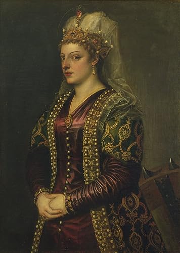 Toile Caterina Cornaro de Tiziano portrait de reine 50x70