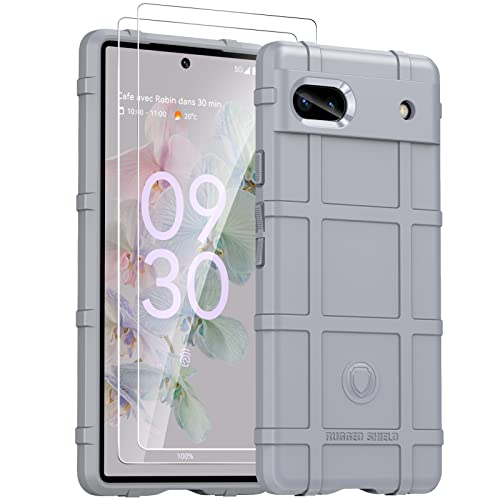 Entworfen für Google Pixel 6a Hülle mit Displayschutzfolie, militärische Qualität, stoßfest, Silikon, TPU, Schutzhülle für Google Pixel 6A 5G 6,1 Zoll (15,5 cm), Grau Cover