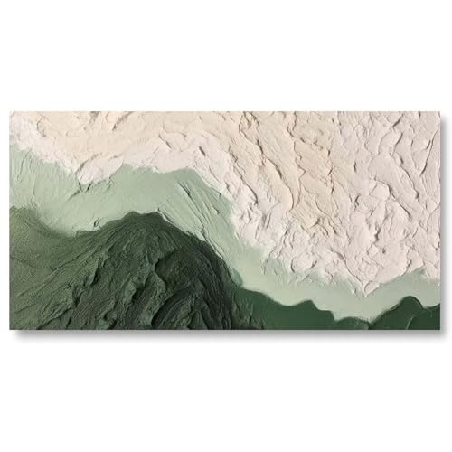 18meng Art Cuadros Abstractos Minimalistas en Lienzo Arte Enmarcado Impresion Artística Imagen Estética Blanco Verde Tinta Pintura en Lienzo Decoración de Pared para Salón Dormitorio Imagen en Pared