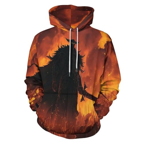Sweat à capuche homme anime démon blindé chaud et ample contre le froid
