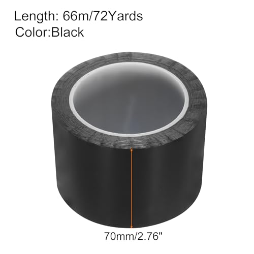 Image of uxcell 1 Rolls Black 2.76 Inch x 72 Yards Polyester Film Electrical Tape PET Tape High Temperature Heat Resistant Tape for Transformer Motor Wire 5S Positioning Logo,70mm x 66m