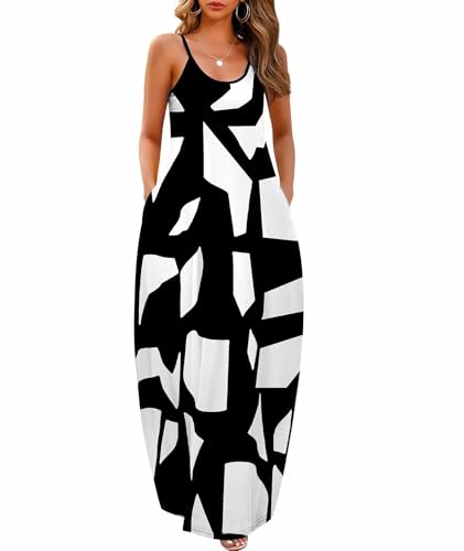 Image of Wolddress Womens Maxi Dress with Pockets 2026 Casual Strap Plus Size Loose Plain Long Office Summer Beach Travel Dresses S-5X