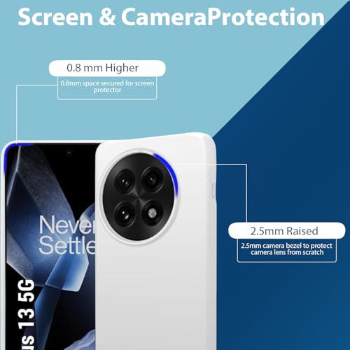 Image of LIRAMARK Liquid Silicone Soft Back Cover Case for OnePlus 13R 5G| Soft Micro-Fibre Lining Inside | Camera Protection Bump (White)