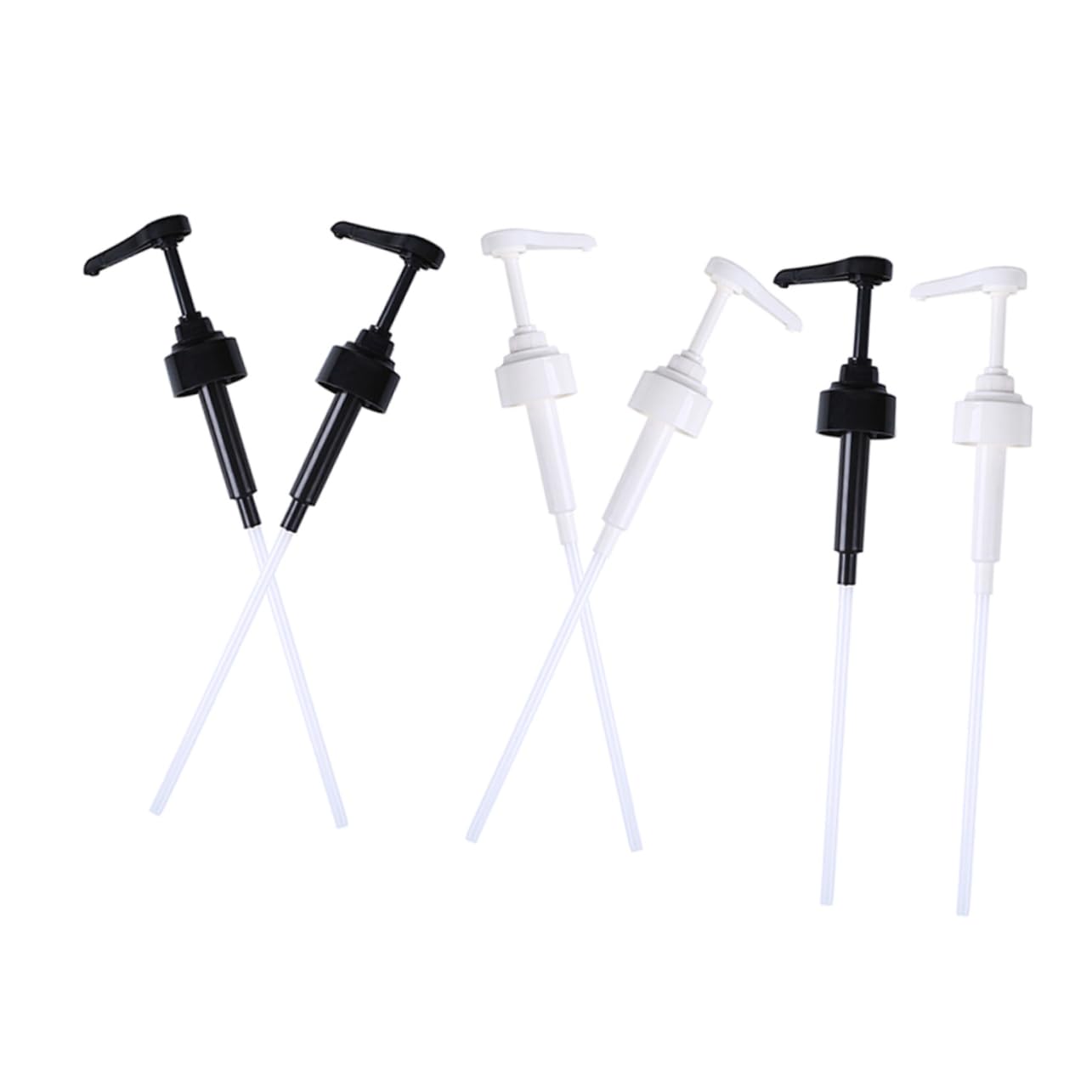GRIRIW 6pcs Press Type Nozzle Pump Head Sauce Pump Ketchup Dispenser Syrup Bottle Plastic Liquid Dispenser