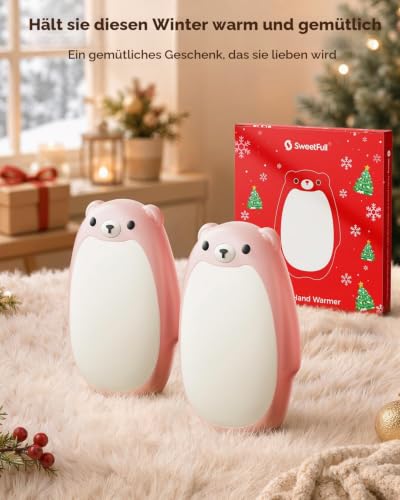 SWEETFULL Bär Handwärmer Elektrisch 2 Pack, Rosa – Ansicht 6