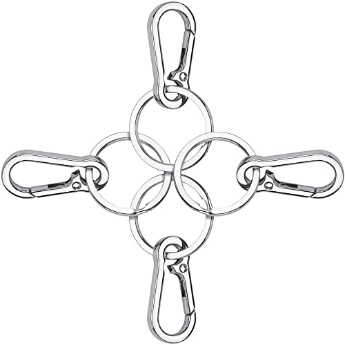 Image of CREST 4 pcs Multipurpose Keychain Clip - Secure Zinc Carabiner with Steel Keyring for Easy Access to Your House and Car Keys