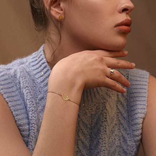 14K Solid Gold Hamsa Bracelet for Women | Protective Charm Bracelet | Dainty Gold Jewelry Gift3
