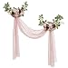 Ling's moment Delicate Dusty Rose Style Artificial Rose Flower Swags and Garlands with Dusty Pink Sheer Swag (Pack of 2) for Wedding Arch Wall Door Decorations