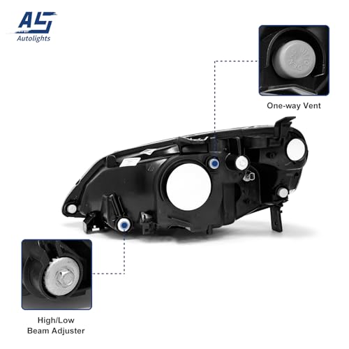 AS Headliaght Assembly Compatible with 01 01 03 2001 2002 2003 Honda Civic Headlamp with Chrome Housing Amber Reflector Driver and Passenger Side by AS - Image 4