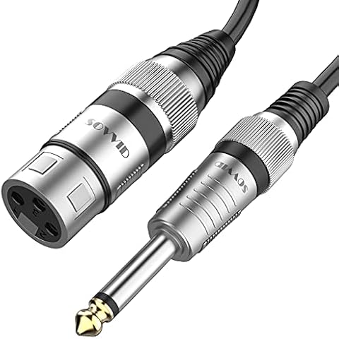 XLR Female to 1/4 inch TS Mono Jack - Sovvid Unbalanced Microphone Cable Mic Cord 1m,6.35mm TS to 3Pin XLR Female Interconnect Cable for Mic,Audio Speaker Cover